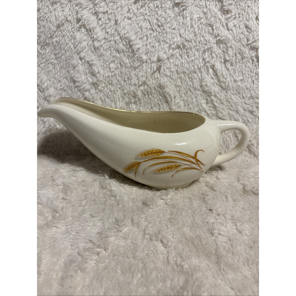 Golden Wheat‎ Large Gravy Boat Sauces Vintage Homer Laughlin Gold Rim 9oz